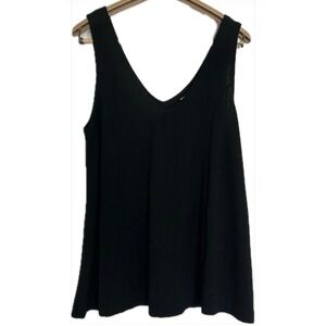 Ava & Viv Womens XXL Black V-Neck Sleeveless Tank Top A-Line Seamed Blouse‎